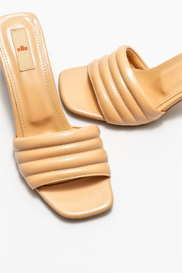 Naturel topuklu kadın terlik - Elle Shoes