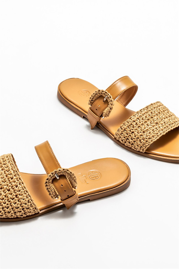 Naturel kadın düz terlik - Elle Shoes