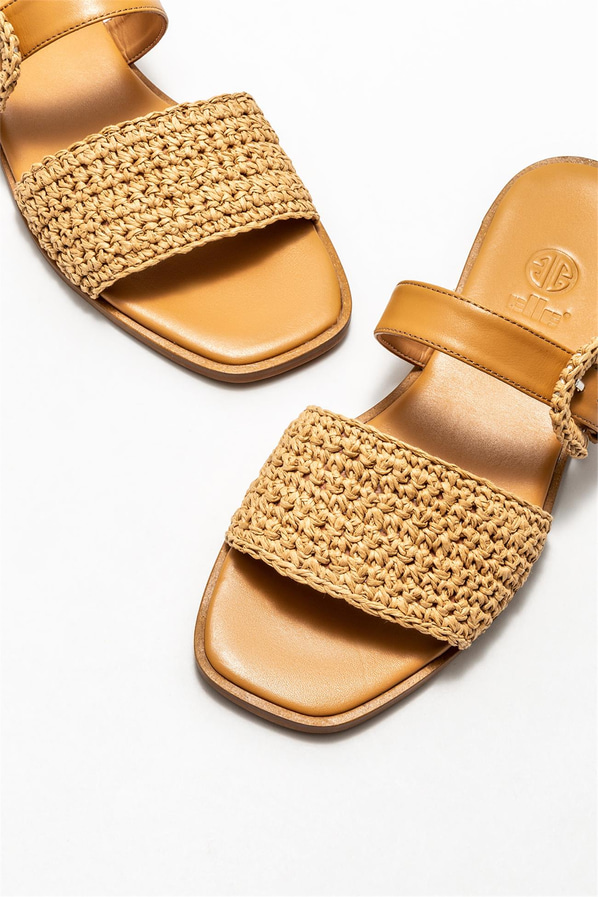 Naturel kadın düz terlik - Elle Shoes