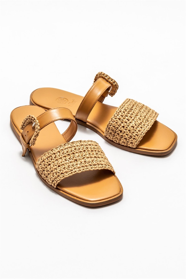 Naturel kadın düz terlik - Elle Shoes