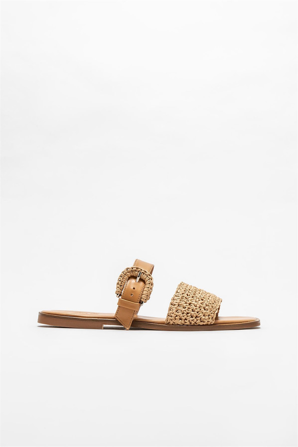Naturel kadın düz terlik - Elle Shoes