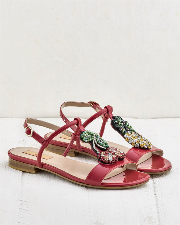 Kırmızı kadın sandalet - Elle Shoes