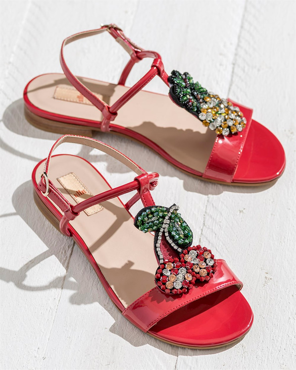 Kırmızı kadın sandalet - Elle Shoes