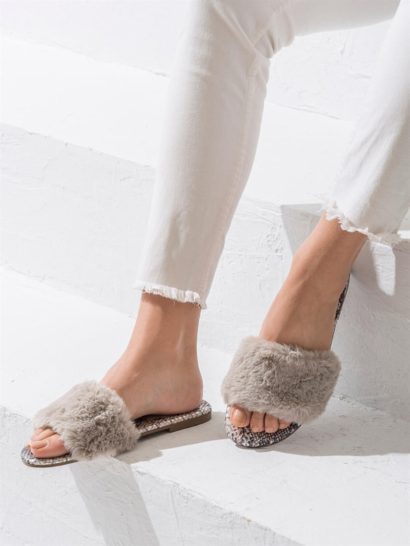 Bej kadın terlik - Elle Shoes