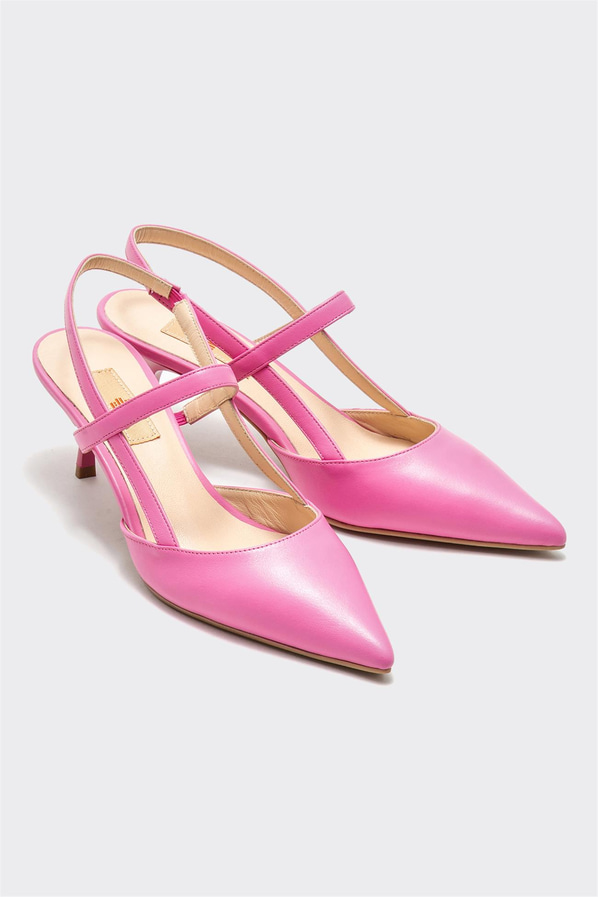 Pembe deri topuklu kadın ayakkabı - Elle Shoes