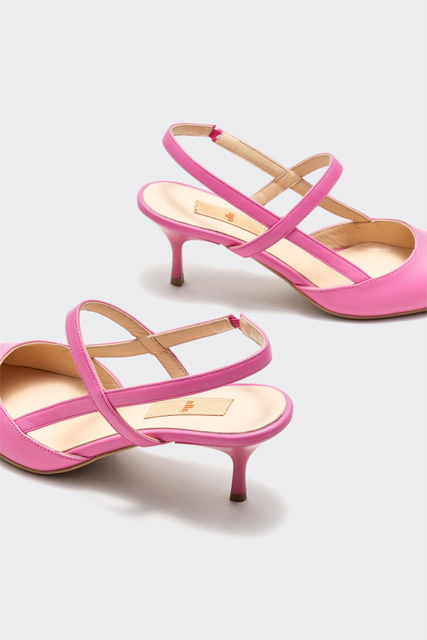 Pembe deri topuklu kadın ayakkabı - Elle Shoes