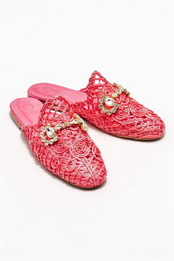 Pembe kadın düz terlik - Elle Shoes