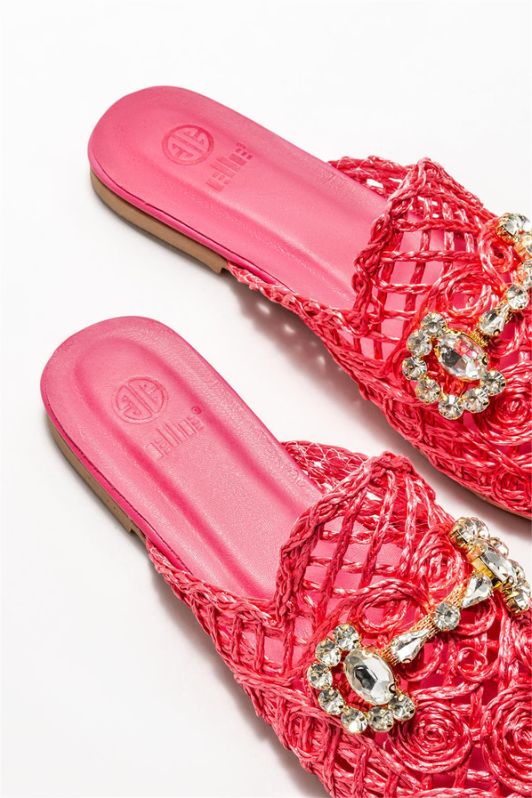 Pembe kadın düz terlik - Elle Shoes