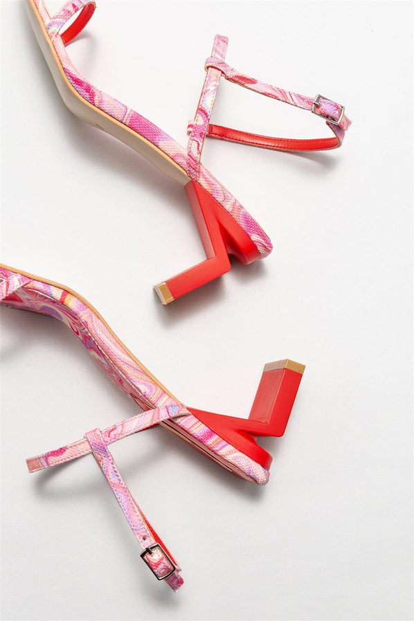 Pembe topuklu kadın sandalet - Elle Shoes