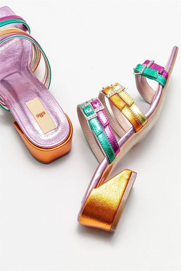 Pembe topuklu kadın terlik - Elle Shoes