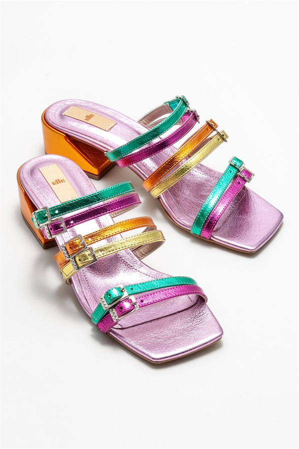 Pembe topuklu kadın terlik - Elle Shoes