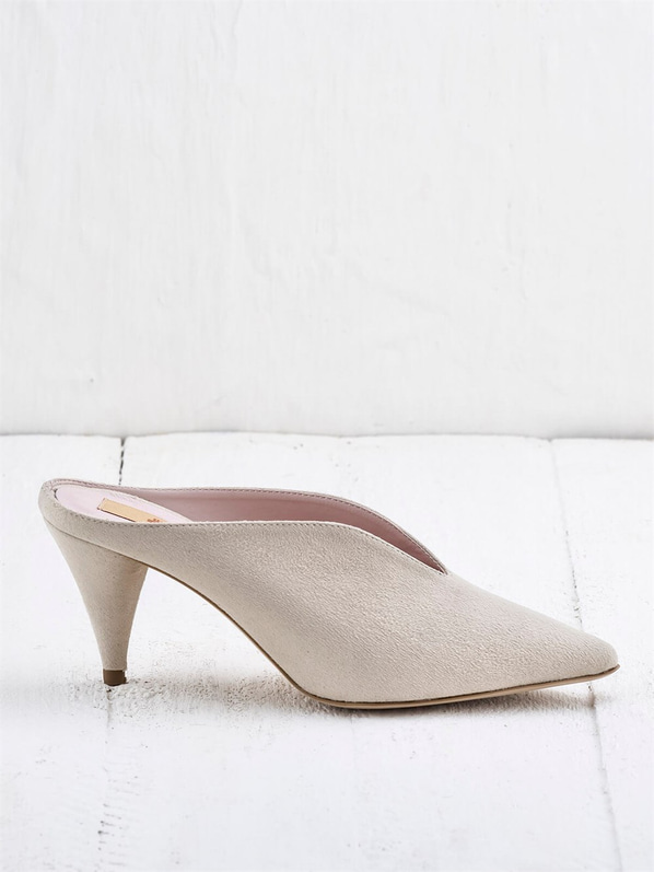 Bej ince topuklu kadın terlik - Elle Shoes