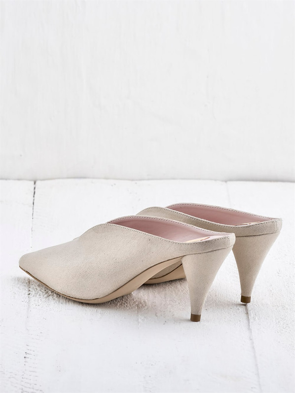 Bej ince topuklu kadın terlik - Elle Shoes