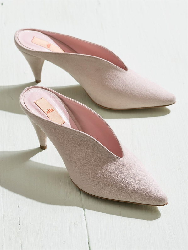 Bej ince topuklu kadın terlik - Elle Shoes