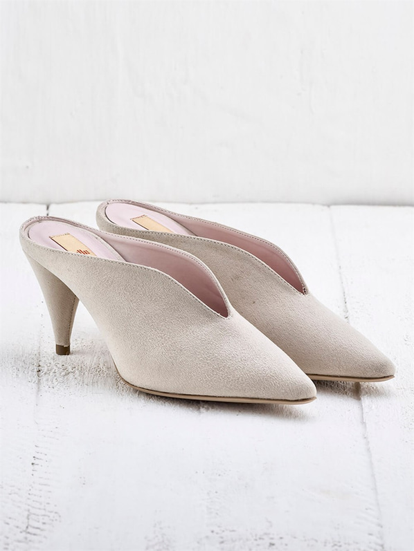 Bej ince topuklu kadın terlik - Elle Shoes