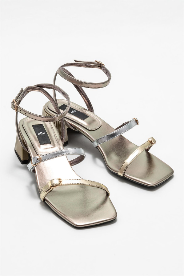 Platin topuklu kadın sandalet - Elle Shoes