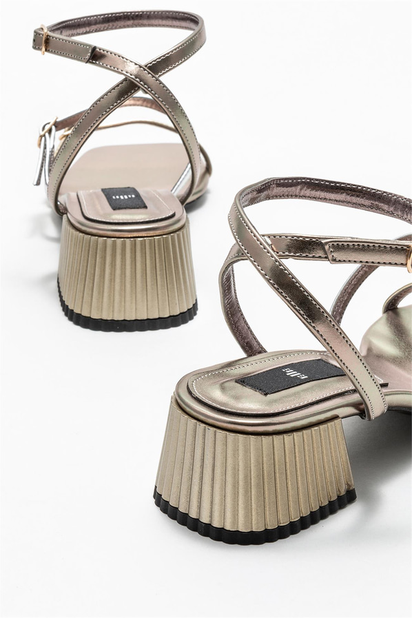 Platin topuklu kadın sandalet - Elle Shoes