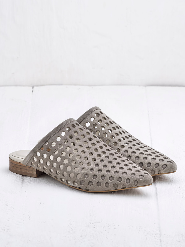 Bej deri kadın düz terlik - Elle Shoes
