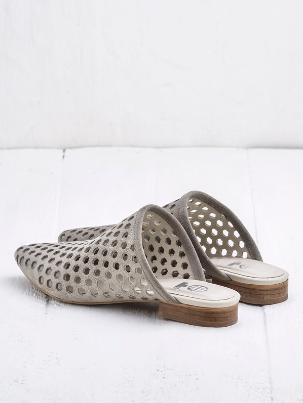 Bej deri kadın düz terlik - Elle Shoes
