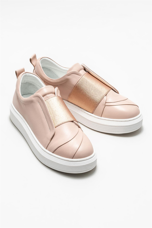 Pudra deri kadın sneaker - Elle Shoes