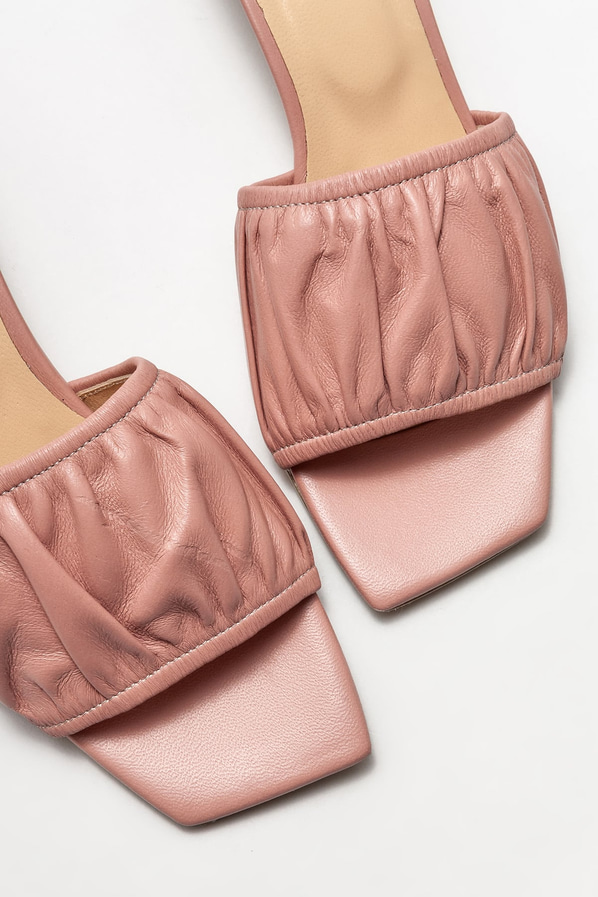 Pudra deri topuklu kadın terlik - Elle Shoes