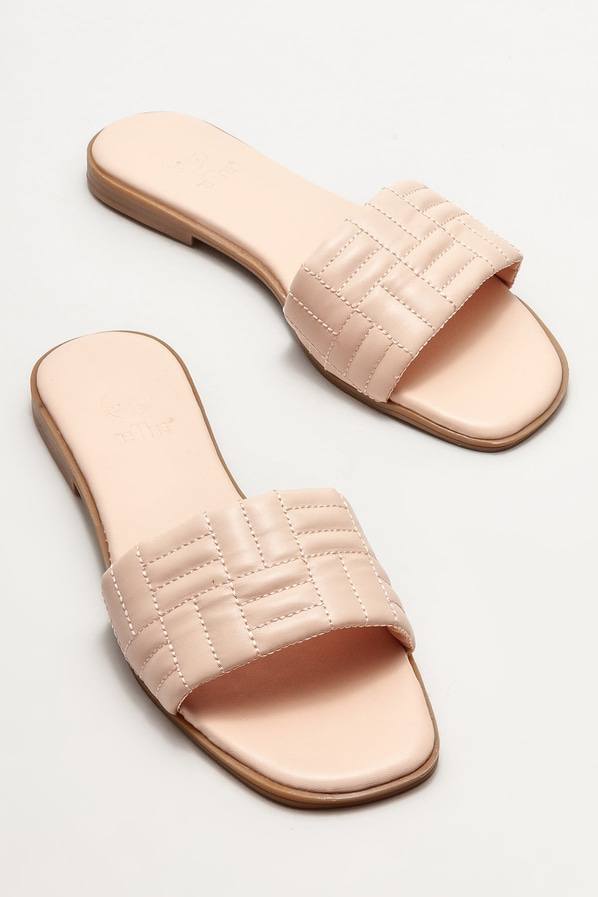 Pudra düz kadın terlik - Elle Shoes