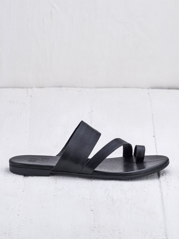 Siyah deri kadın terlik - Elle Shoes