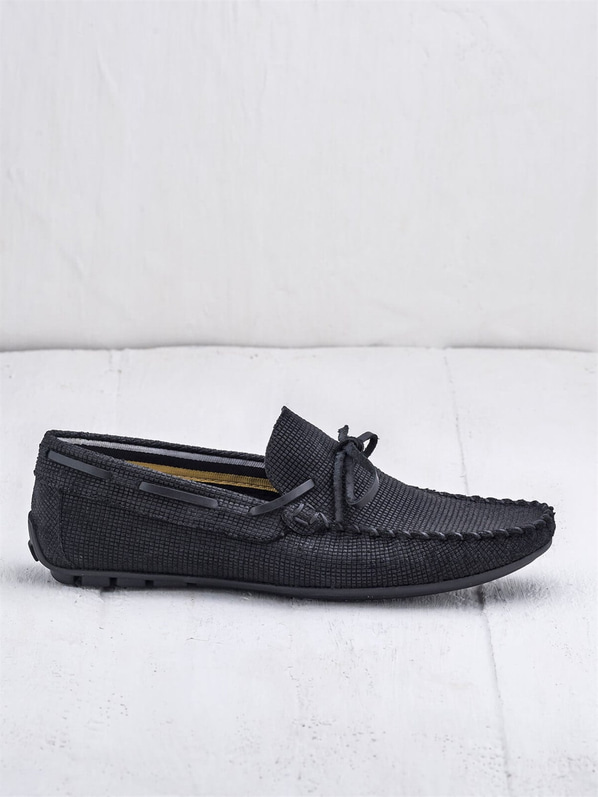 Siyah deri erkek loafer - Elle Shoes