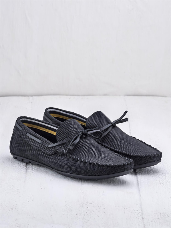 Siyah deri erkek loafer - Elle Shoes