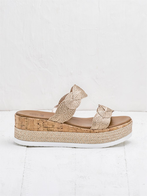 Bakır kadın düz terlik - Elle Shoes