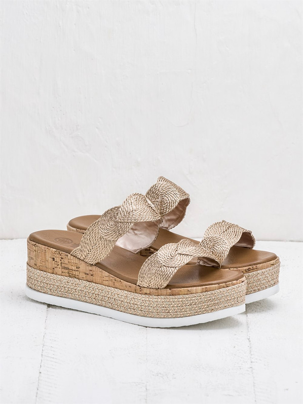 Bakır kadın düz terlik - Elle Shoes