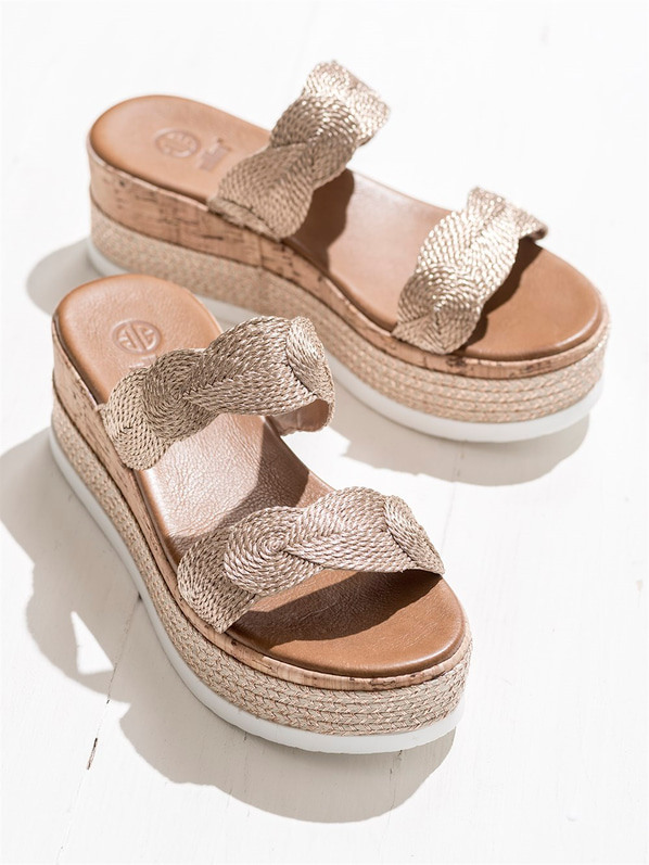 Bakır kadın düz terlik - Elle Shoes