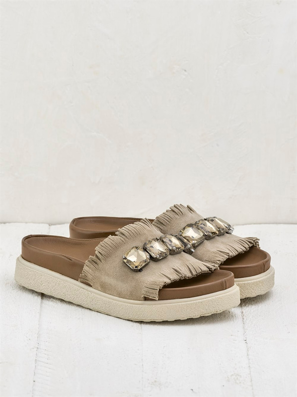 Bej kadın terlik - Elle Shoes