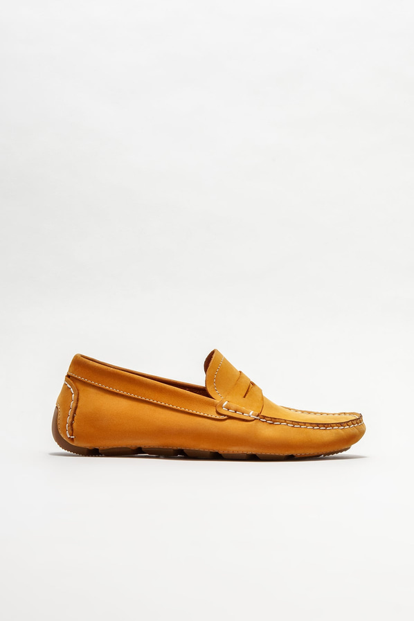 Sarı deri erkek loafer, günlük kullanım için - Elle Shoes