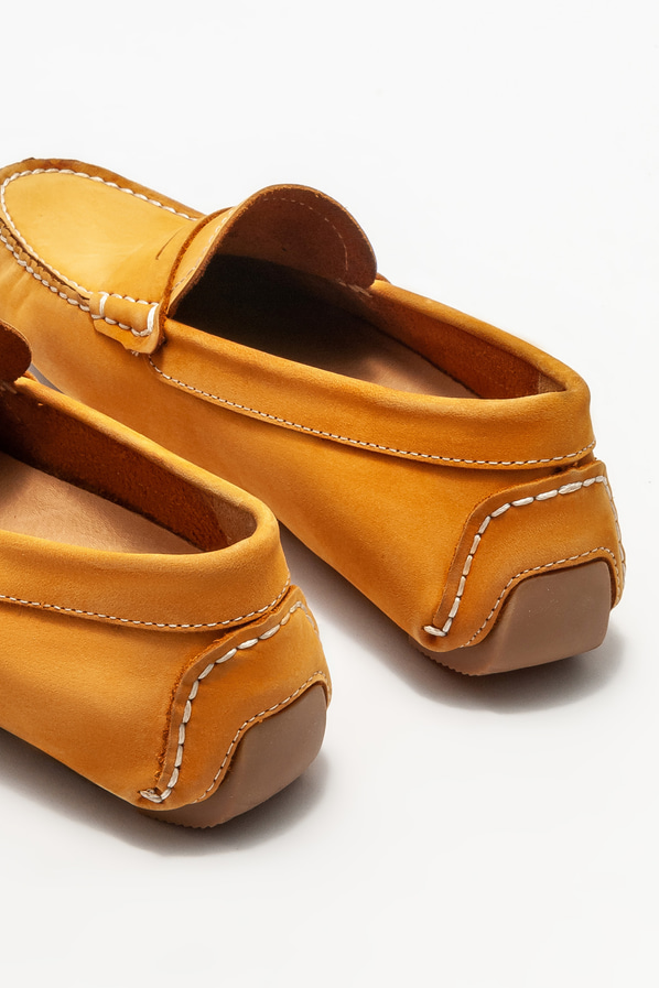 Sarı deri erkek loafer, günlük kullanım için - Elle Shoes