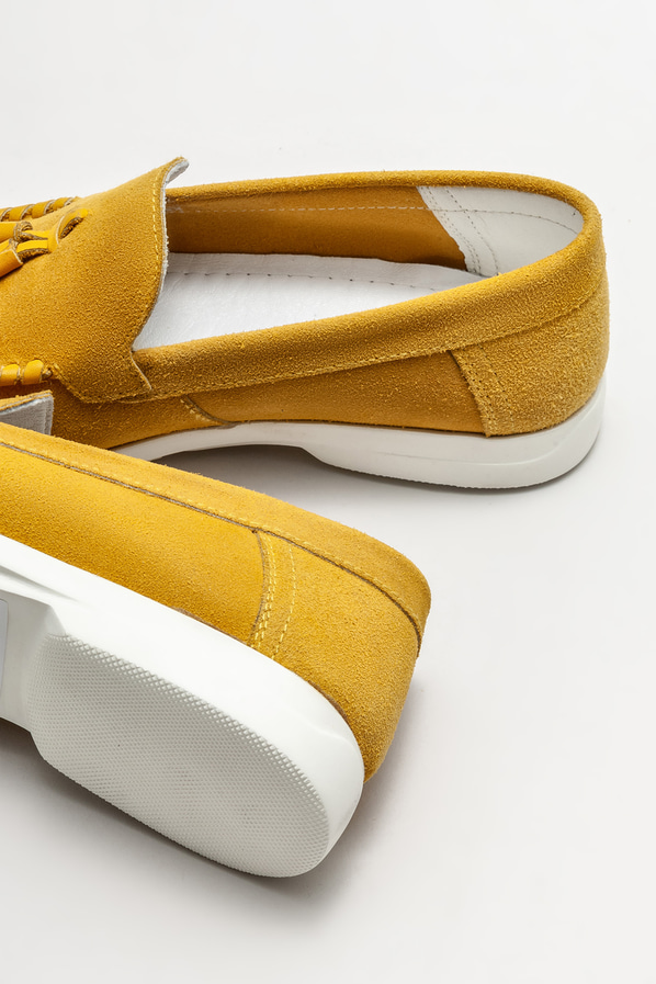 Sarı deri erkek loafer, günlük kullanım için - Elle Shoes