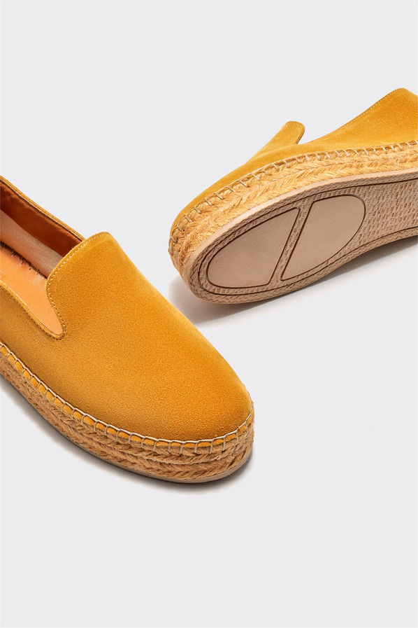 Sarı deri kadın espadril - Elle Shoes