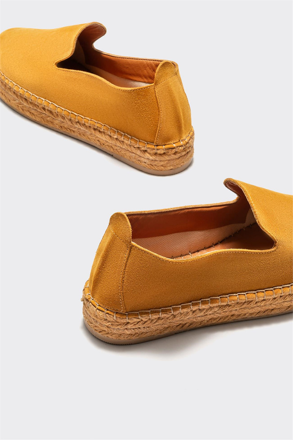Sarı deri kadın espadril - Elle Shoes