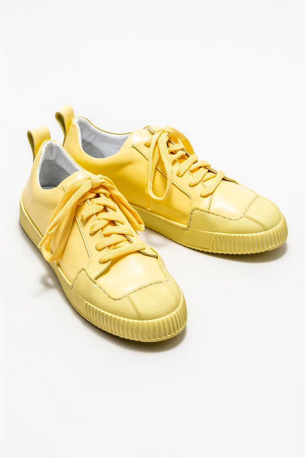 Sarı deri kadın sneaker - Elle Shoes