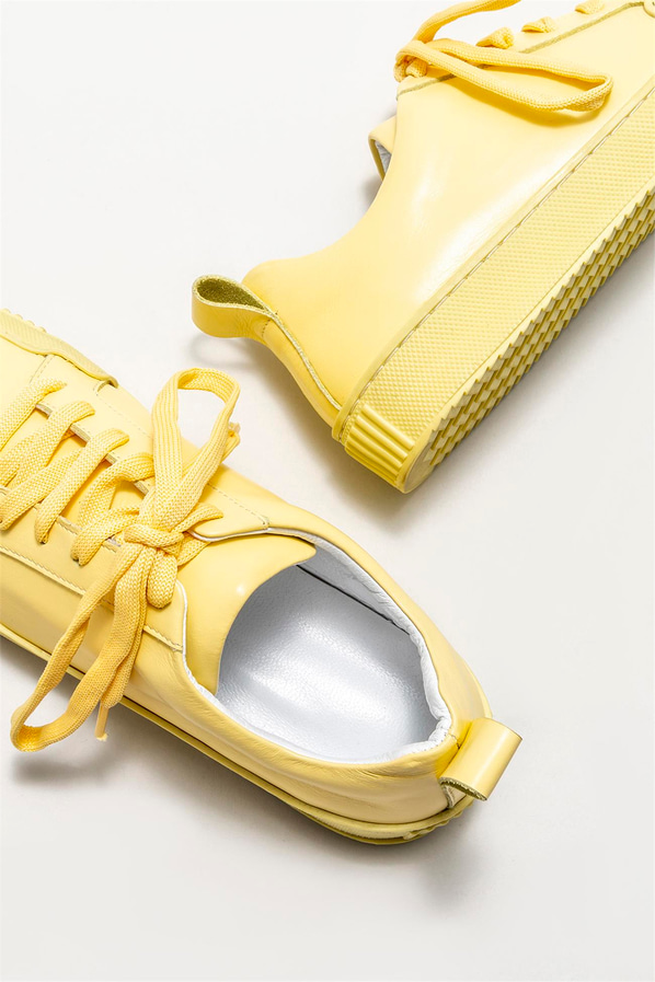 Sarı deri kadın sneaker - Elle Shoes
