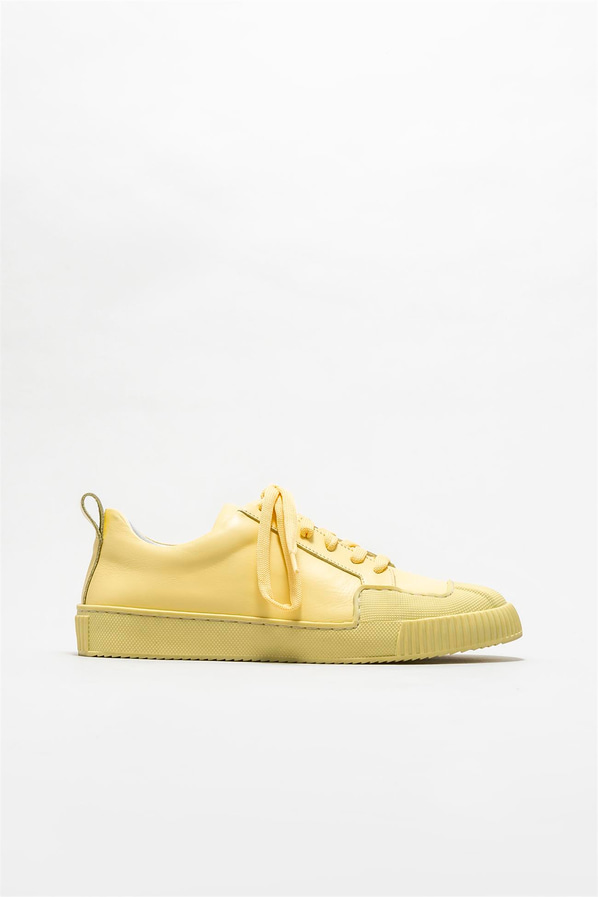 Sarı deri kadın sneaker - Elle Shoes