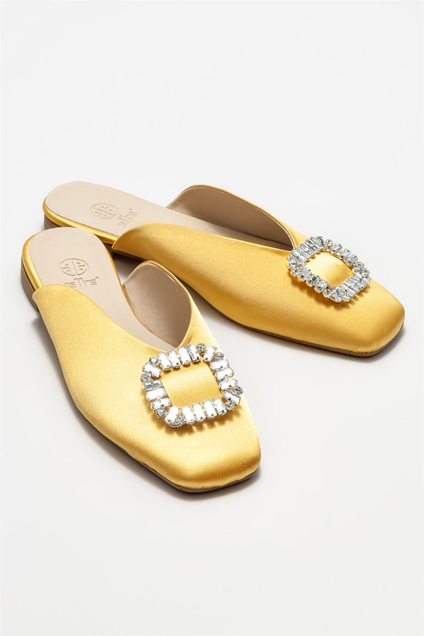 Sarı kadın düz terlik - Elle Shoes