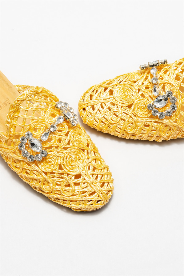 Sarı kadın düz terlik - Elle Shoes