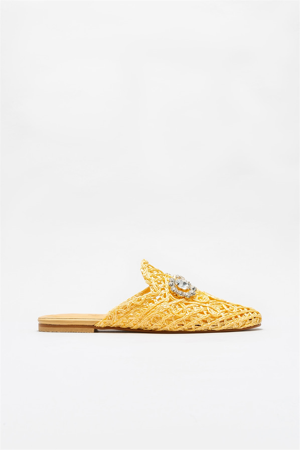 Sarı kadın düz terlik - Elle Shoes