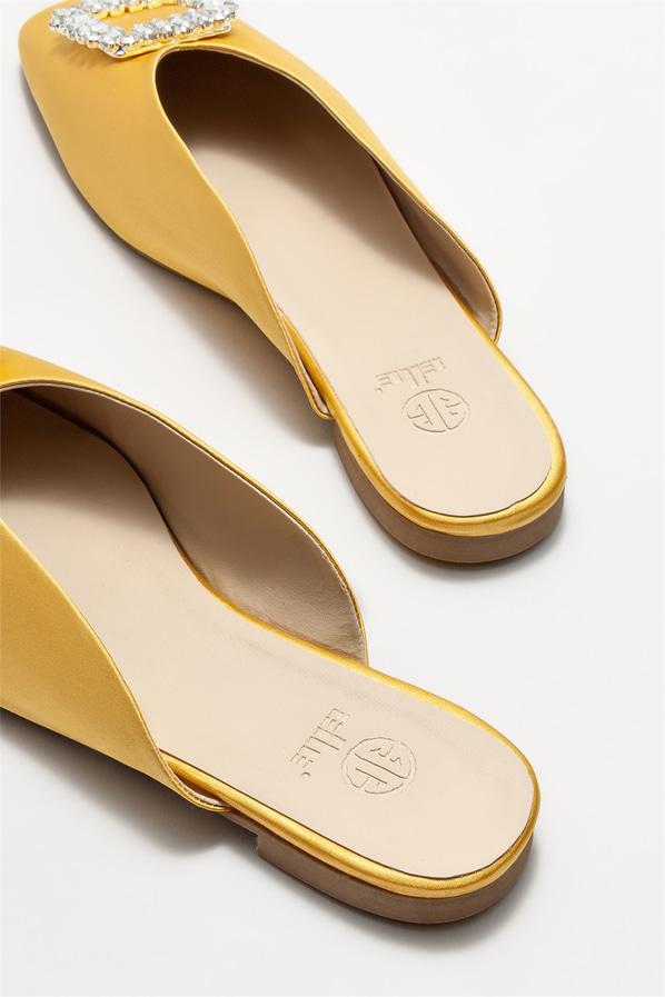 Sarı kadın düz terlik - Elle Shoes