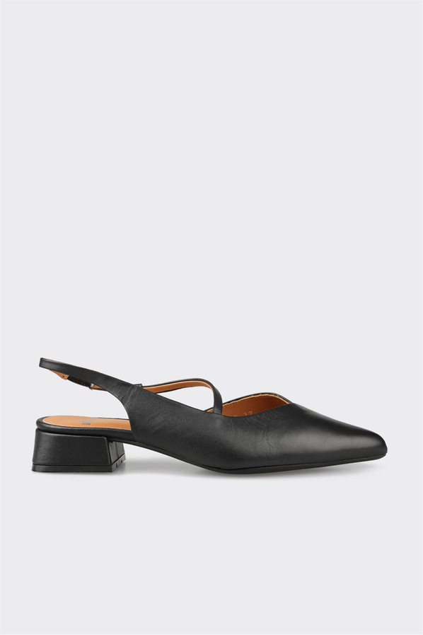 Siyah deri kadın düz ayakkabı, günlük kullanım için - Elle Shoes