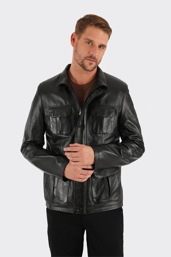 Siyah Deri Erkek Ceket