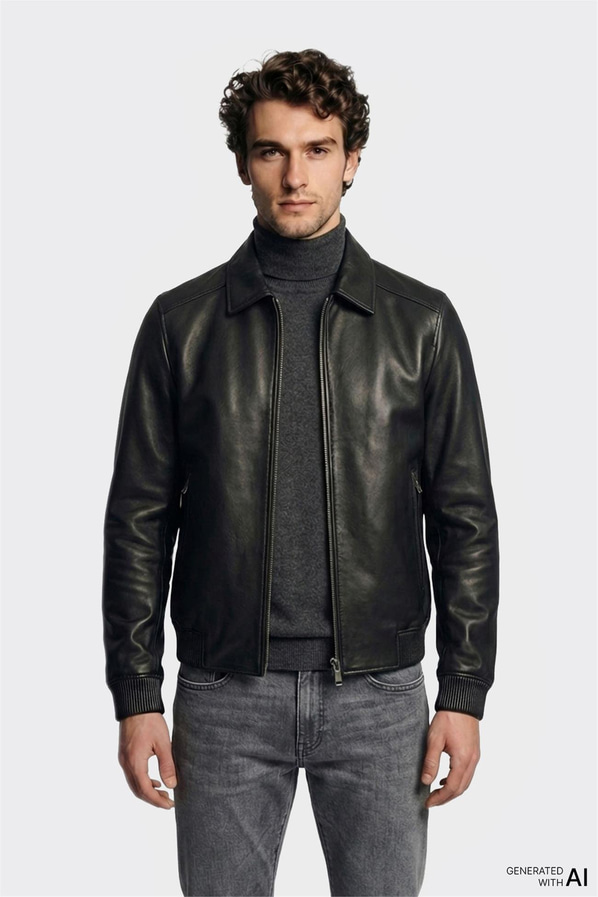 Siyah Deri Erkek Ceket