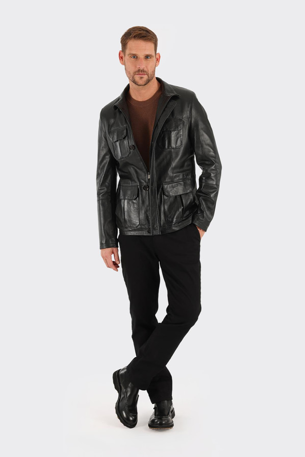 Siyah Deri Erkek Ceket