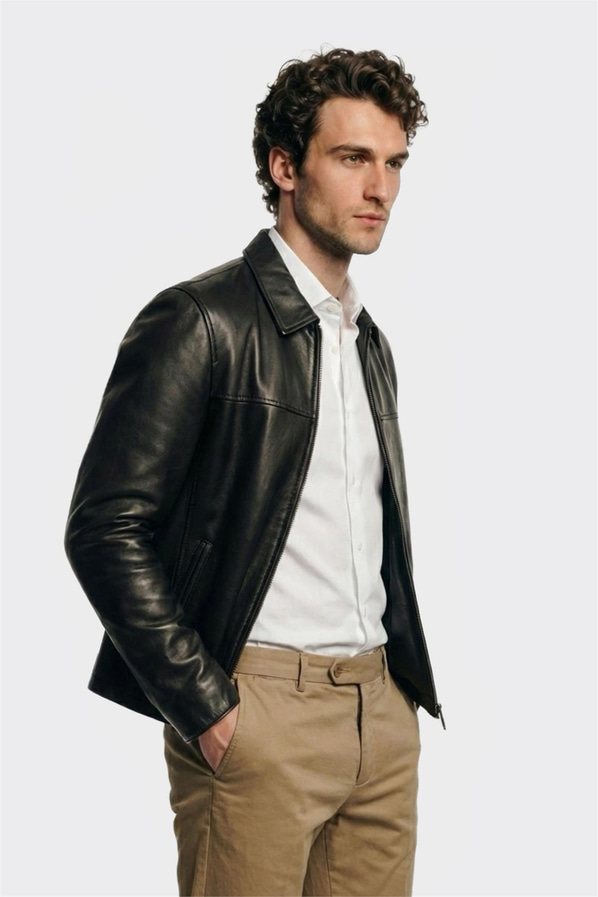 Siyah Deri Erkek Ceket